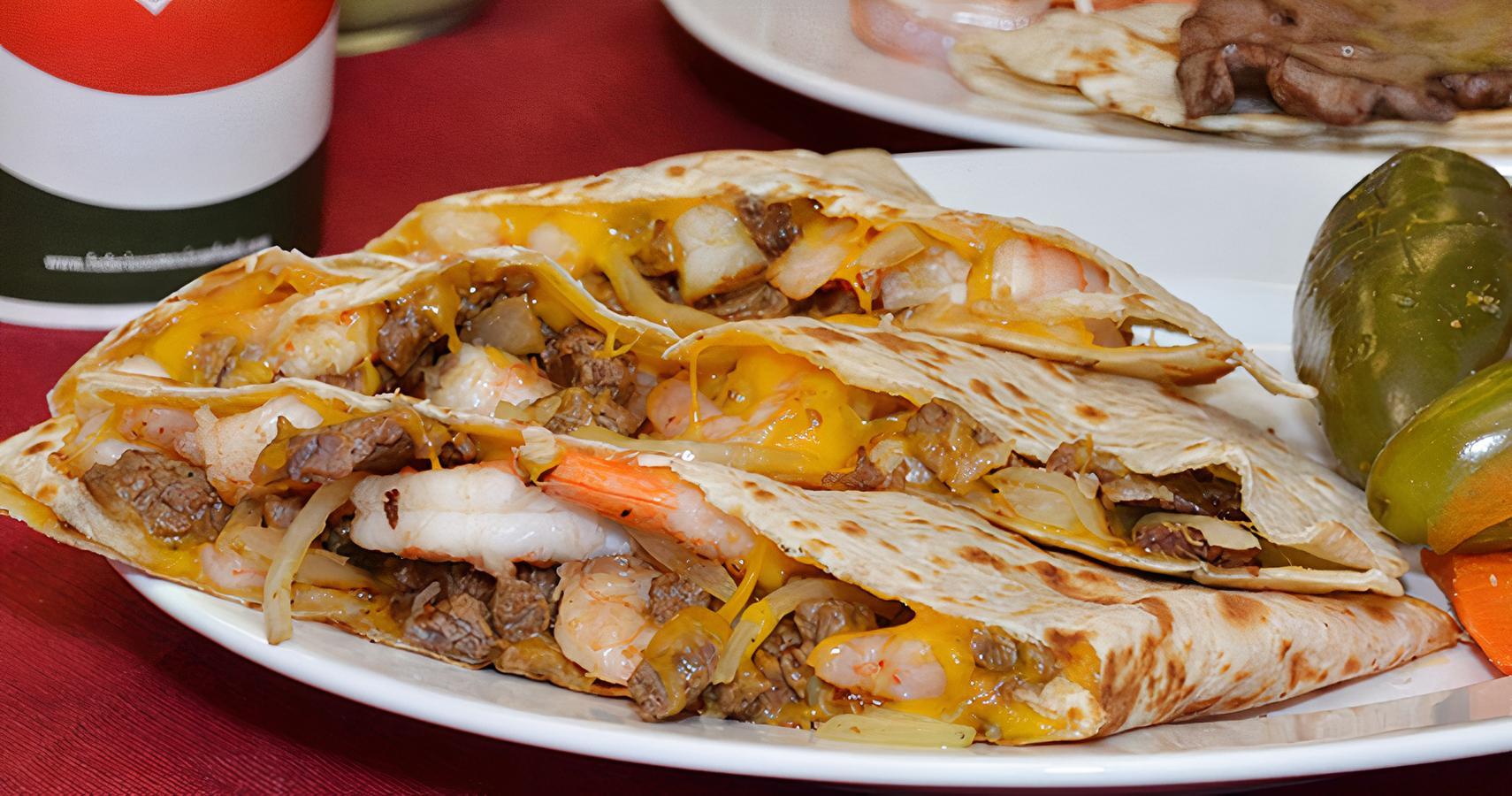 Quesadilla With Steak and Shrimp